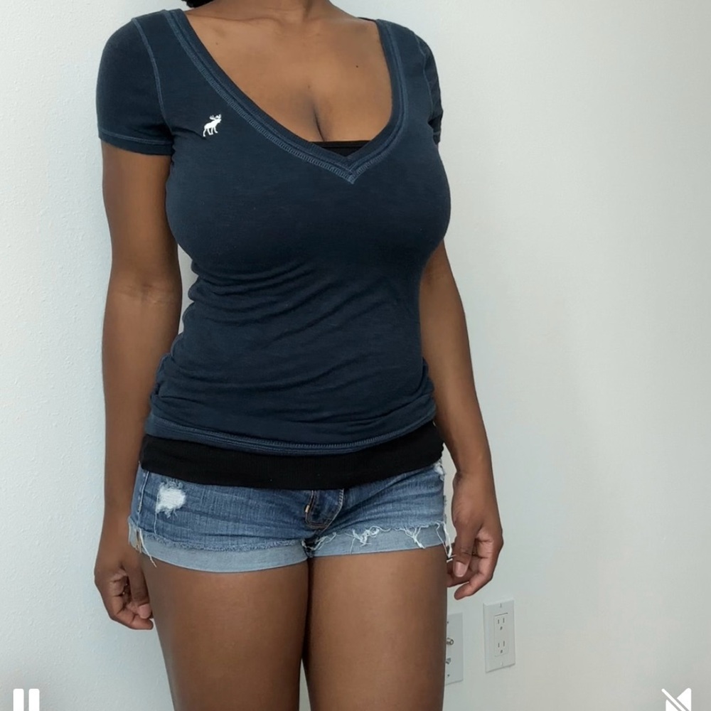 Abercrombie & Fitch Navy V-Neck Tee